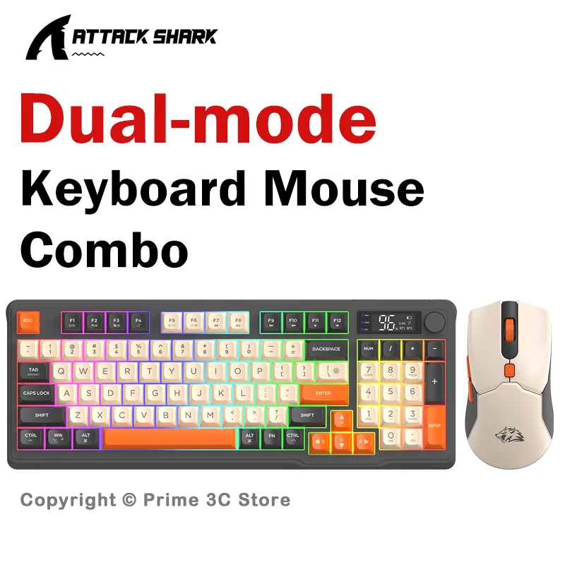 FREEWOLF T96 Wireless Keyboard Mouse Combo, 96-Key RGB Keyboard Mouse Kit,  Dual Mode Bluetooth 2.4G Mouse Keyboard Set