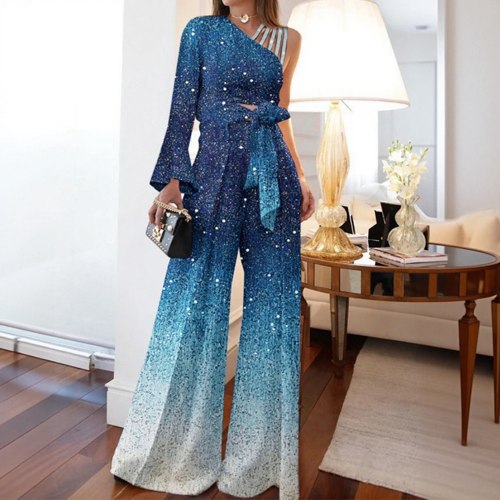 Macacão casual com gola redonda, elementos decorativos, estilo abdominal, calças femininas multifuncionais