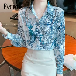 FANIECES Vintage Luxury Print Women Shirt Autumn Long Sleeve Lapel Female Blouses Slim OL Tops Casual Fashion Streetwear Tops