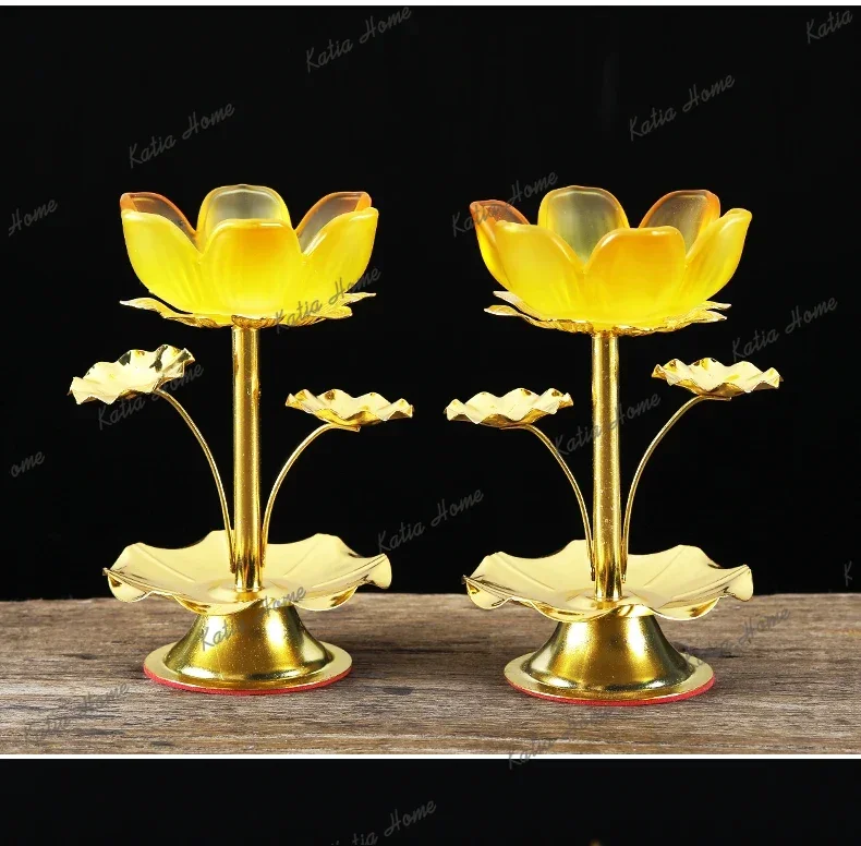 PG glazed lotus candle holder ornament, butter candle ornament, creative lotus offering ornament in front of the Buddha