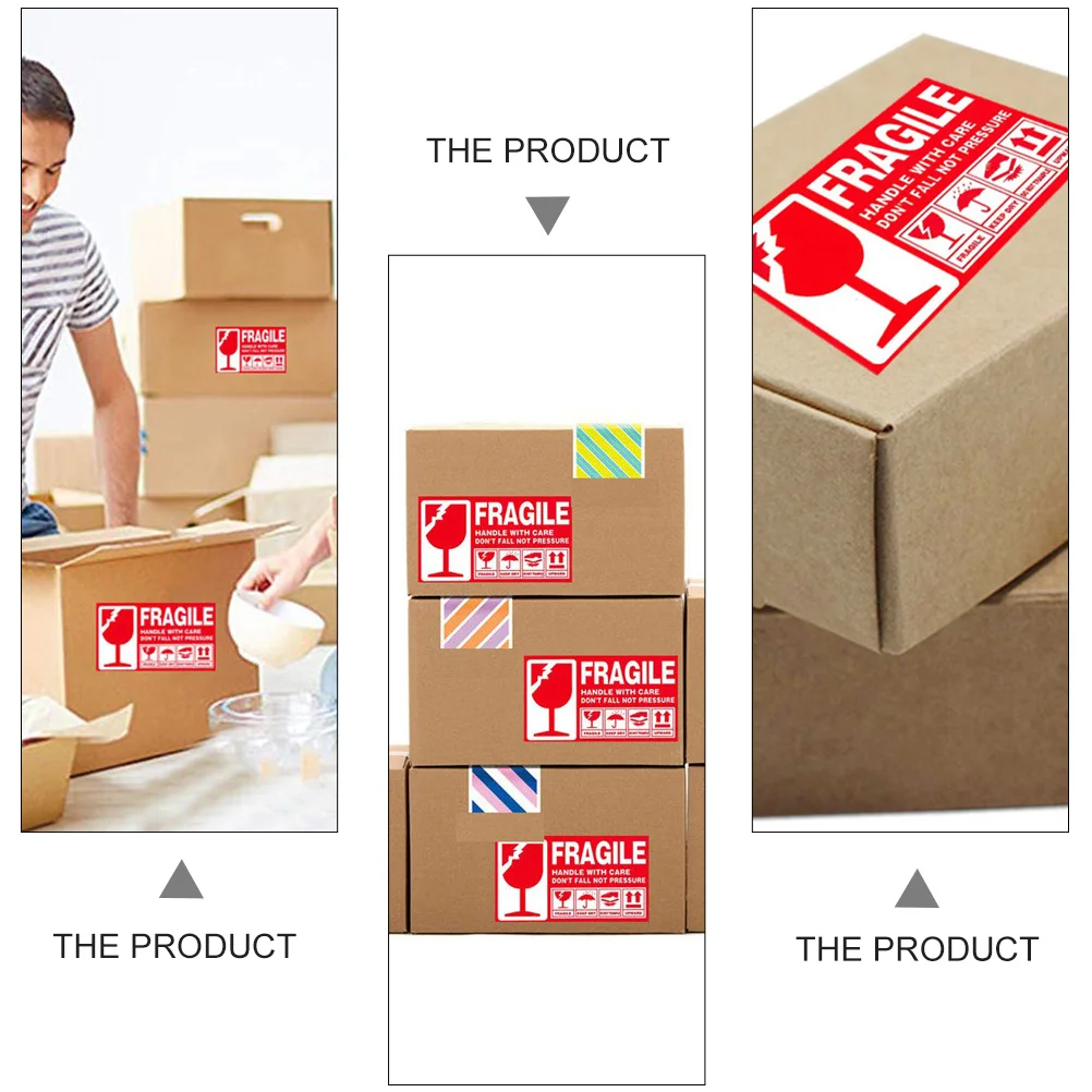 Etiqueta adesiva do papel adesivo, etiqueta frágil, pálete do cartão do cuidado do transporte, 300 PCes