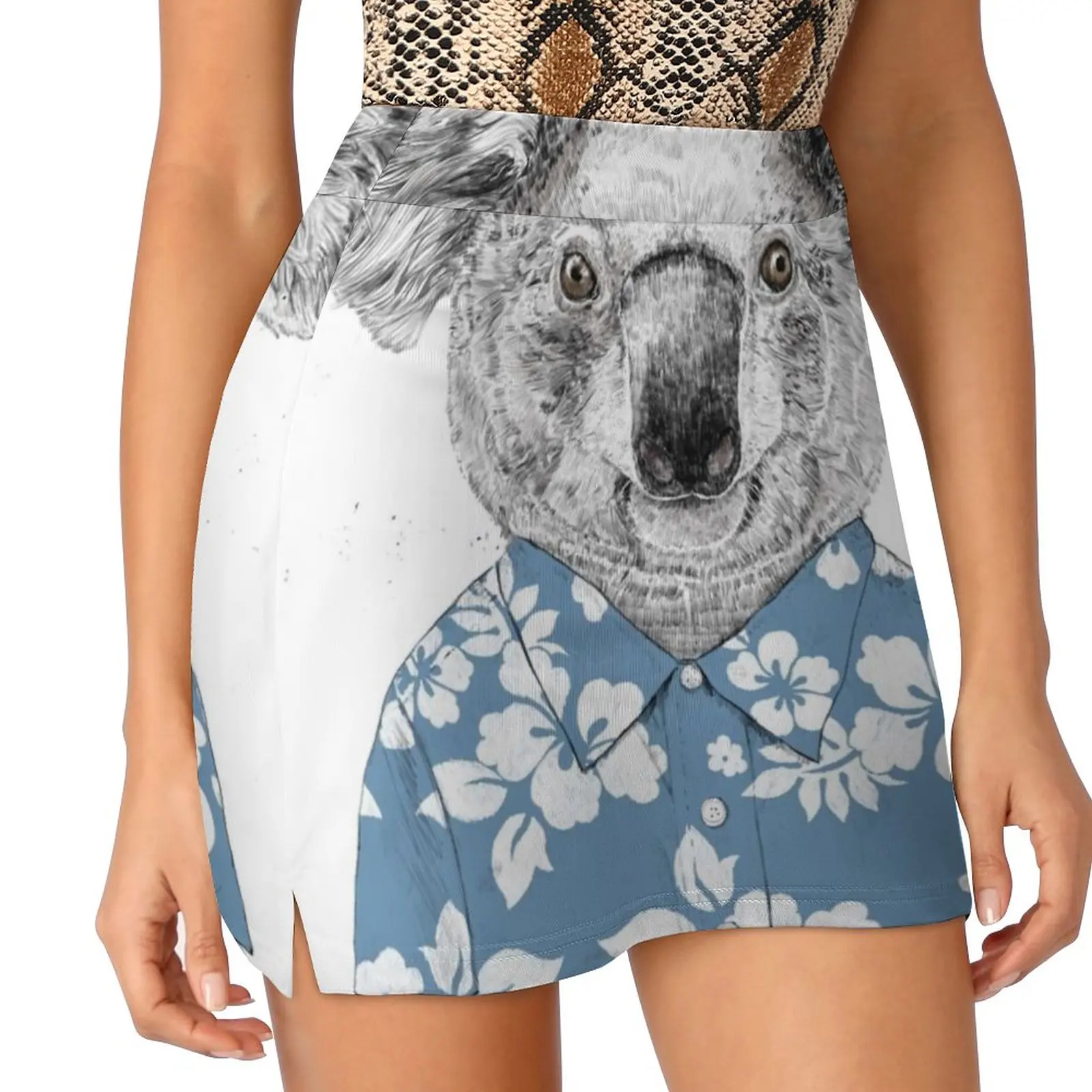 

Summer Koala ( Blue ) Women's skirt With Hide Pocket Tennis Skirt Golf Skirts Badminton Skirts Running skirts Koala Bear Animal