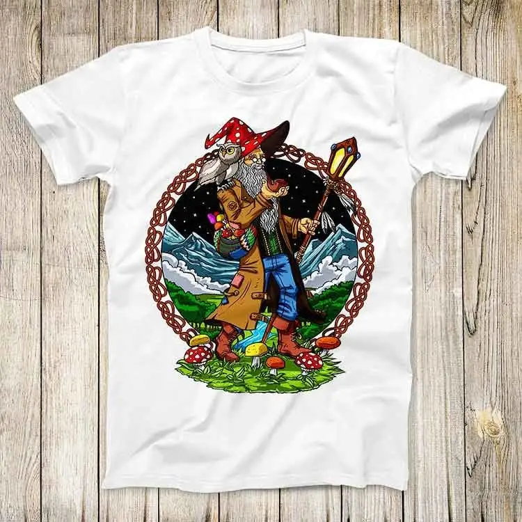 Hippie Shaman Owl Art 7 Chakra Magic Mushroom Buddha Zen Om Top T Shirt Best Cute Mens Women 3034