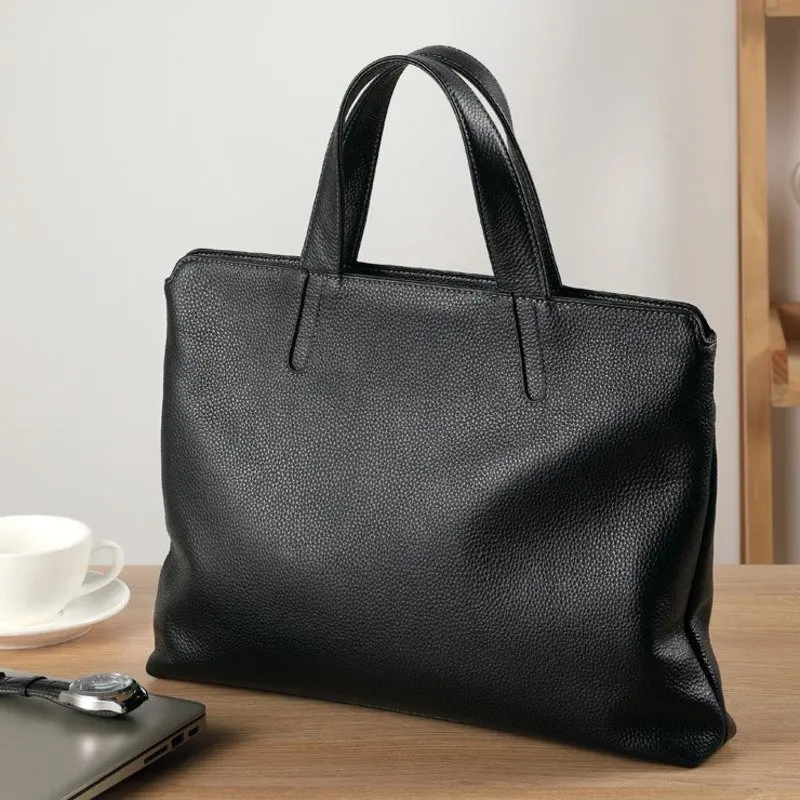 حقيقي رسول جلد رجل الرجال حقائب حقيبة يد أفقية الطبقة العليا جلد البقر حقيبة كمبيوتر محمول للأعمال سعة كبيرة حقيبة رجالية #5
