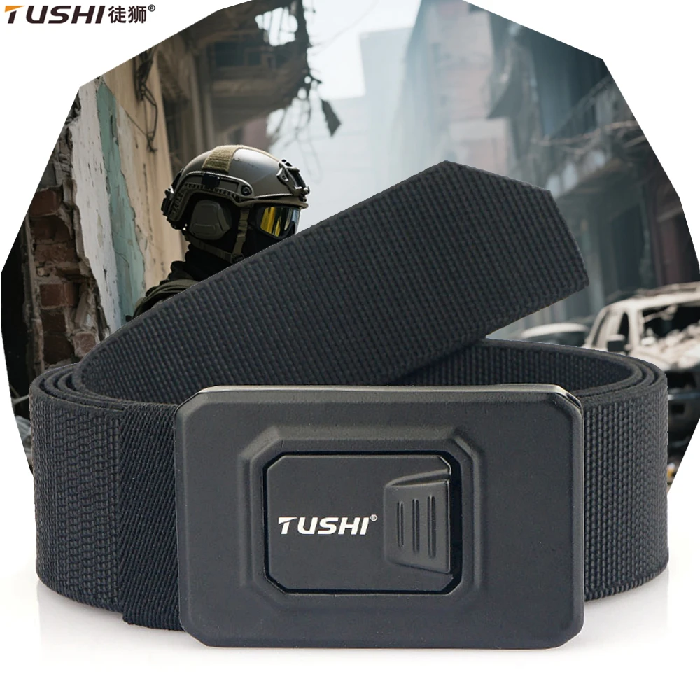 

TUSHI New Tactical Belt for Man Nylon Webbing Belt Canvas Casual Fabric Tactical Belt High Quality Accessories Jeans Waist Strap
