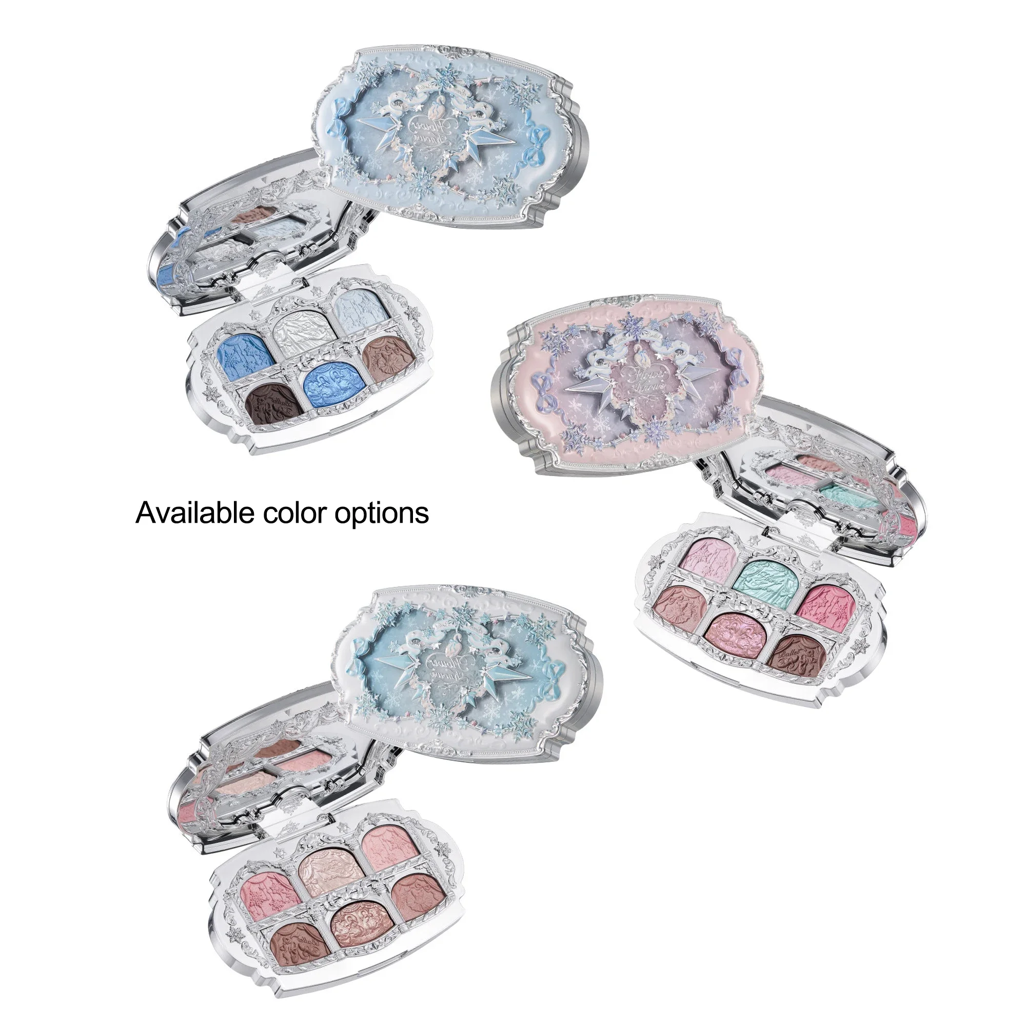 Flower Knows Snow Ballet All Blue Pink Makeup Kit Blush Pressed Powder Eyeshadow Mirror Face Makeup Palette Long Lasting Beauty