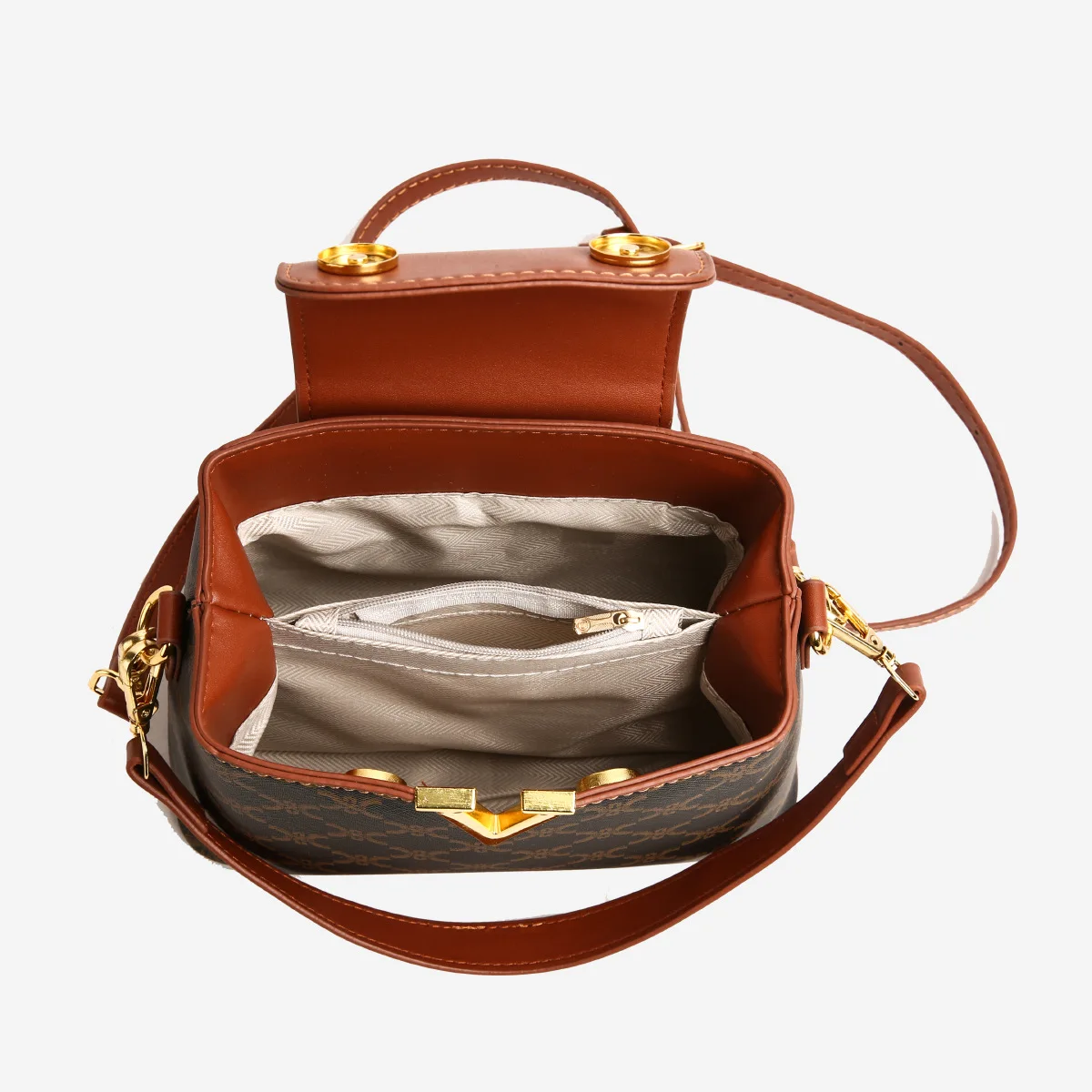 ‌ حقيبة شل مطبوعة لعام 2025، محفظة كروس بوهو عتيقة، حقيبة كتف بحزام على شكل سلسلة عصرية، كاجوال وتاريخ متعدد الاستخدامات