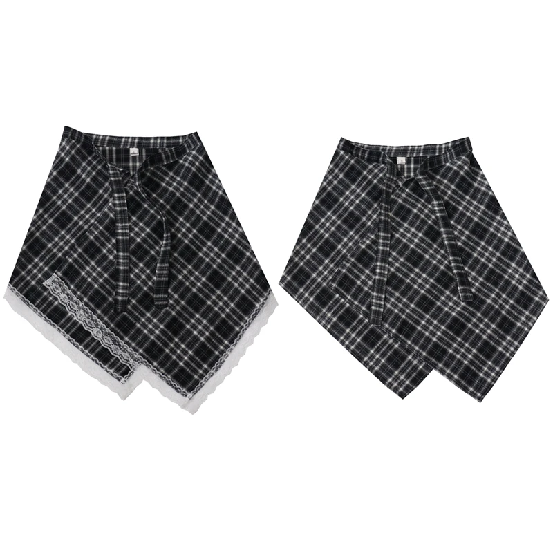 Koszula w stylu Y2K American Retro, krata, styl high street, falbana, warstwowa, nieregularna spódnica, moda curtain.