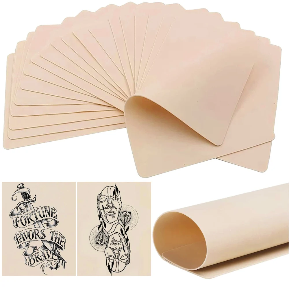 

10Pcs Blank Tattoo Practice Skin Double Sides Eyebrow Practice Skin Beginners and Experienced Artists Tattoo Fake Skin Pads