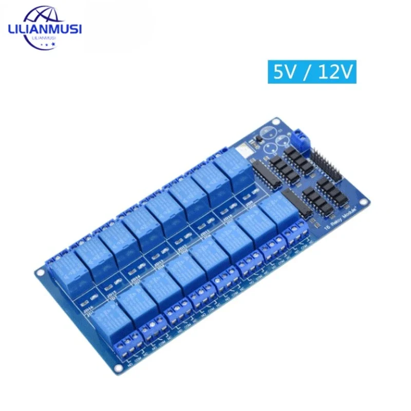 50pcs 5V 12V 16 Channel Relay Module for arduino ARM PIC AVR DSP Electronic Relay Plate Belt optocoupler isolation 16 way