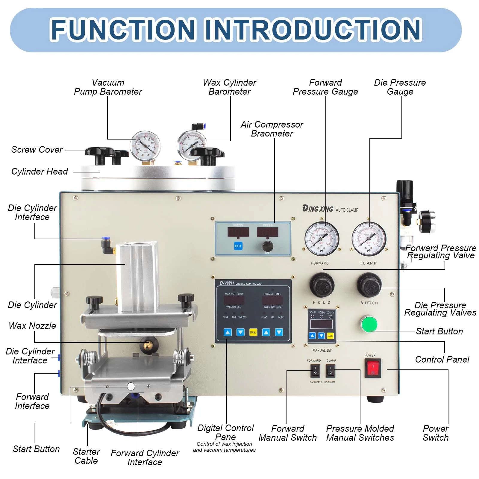 Automatic Digital Control Jewelry Vacuum Wax Injection Machine  Casting Machine High Precision  Forming Machine for Jeweler Tool