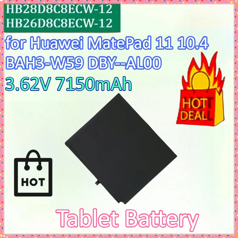 

Недавно обновленный аккумулятор для планшета HB26D8C8ECW-12 HB28D8C8ECW-12 3,62 В 7150 мАч для Huawei MatePad 11 10,4 BAH3-W59 DBY--AL00