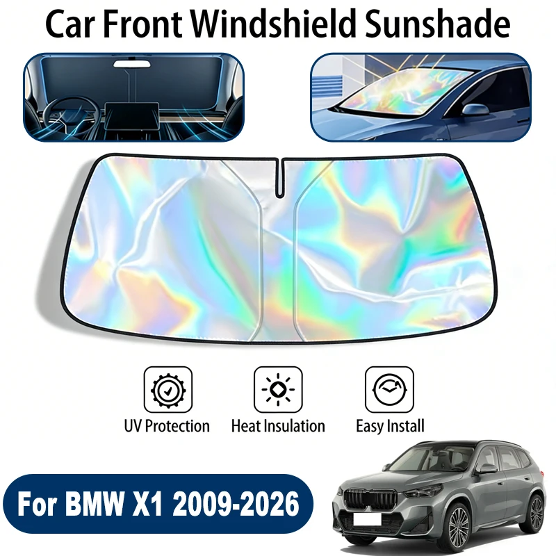

Солнцезащитный экран на лобовое стекло для BMW X1 2009-2026, складной, отражающий УФ-излучение, защитный чехол для переднего окна, аксессуары