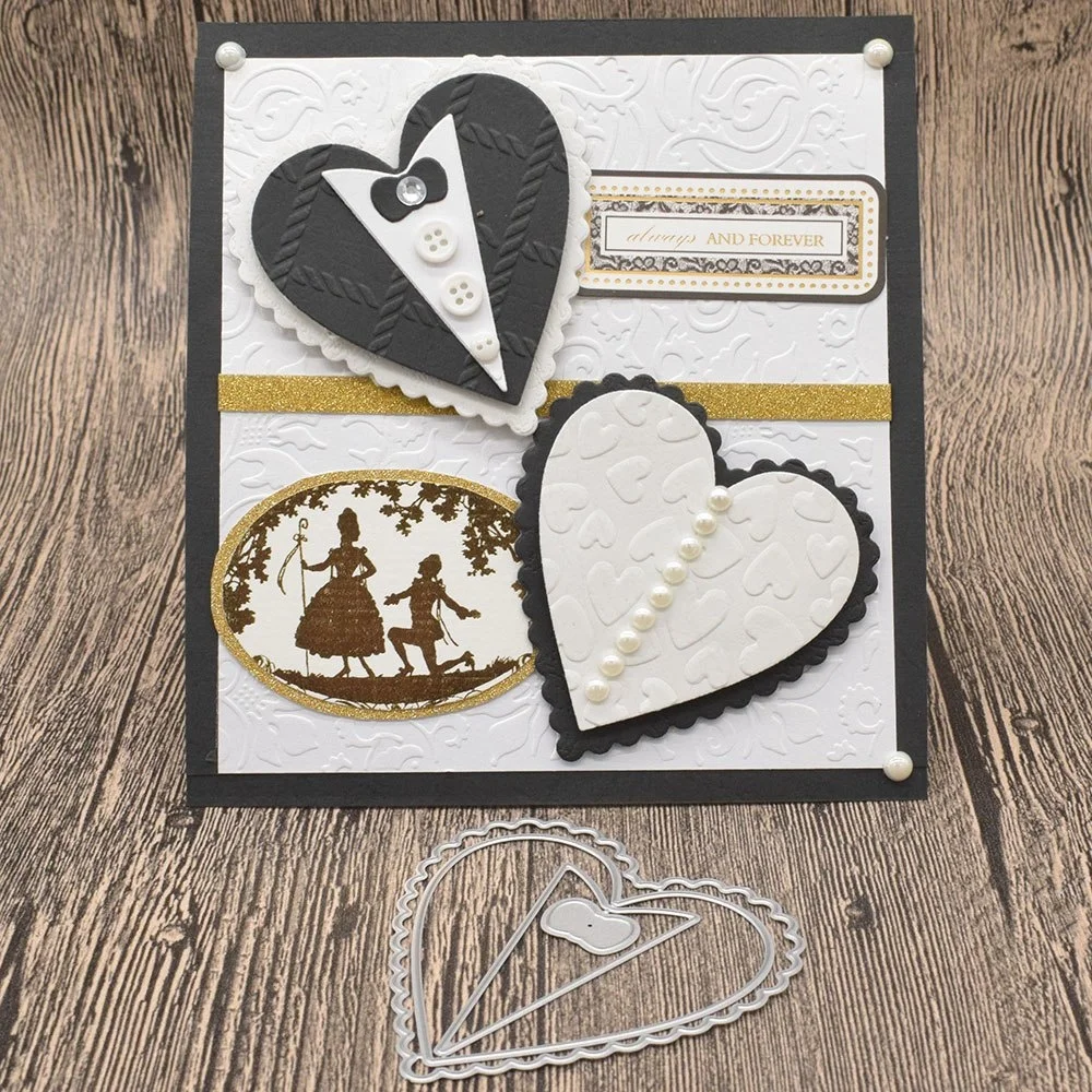 Kartki ślubne Serce Metalowe Wykrojniki Do DIY Scrapbooking Album Kartka Urodzinowa Rocznica Prezent Dekoracja