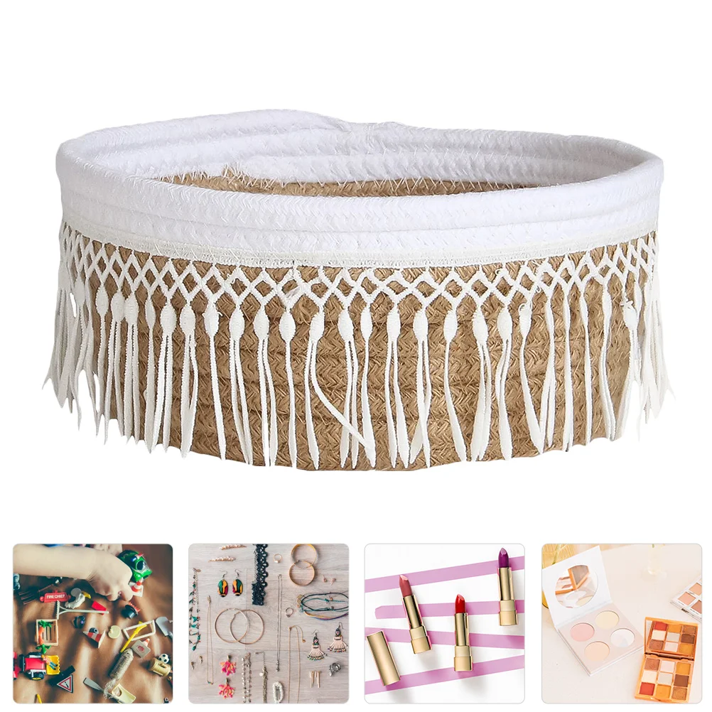 

Premium Cloth ganizer Reusable Sundry Home Storage Basket Container Nordic Tassel Home Container ganizer