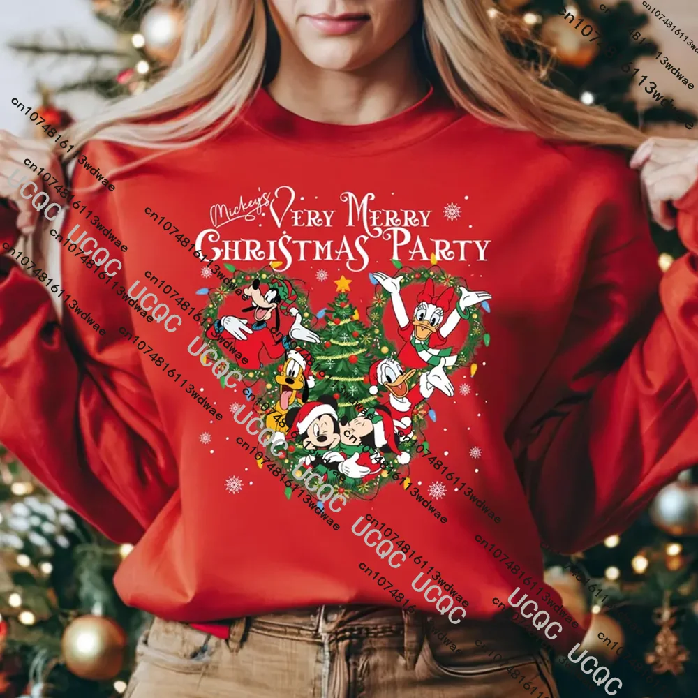 

Disney Christmas Mickeys & Friends Merry Christmas Party Women Sweatshirt Christmas Pullover Disneyland Xmas Family Holiday Top