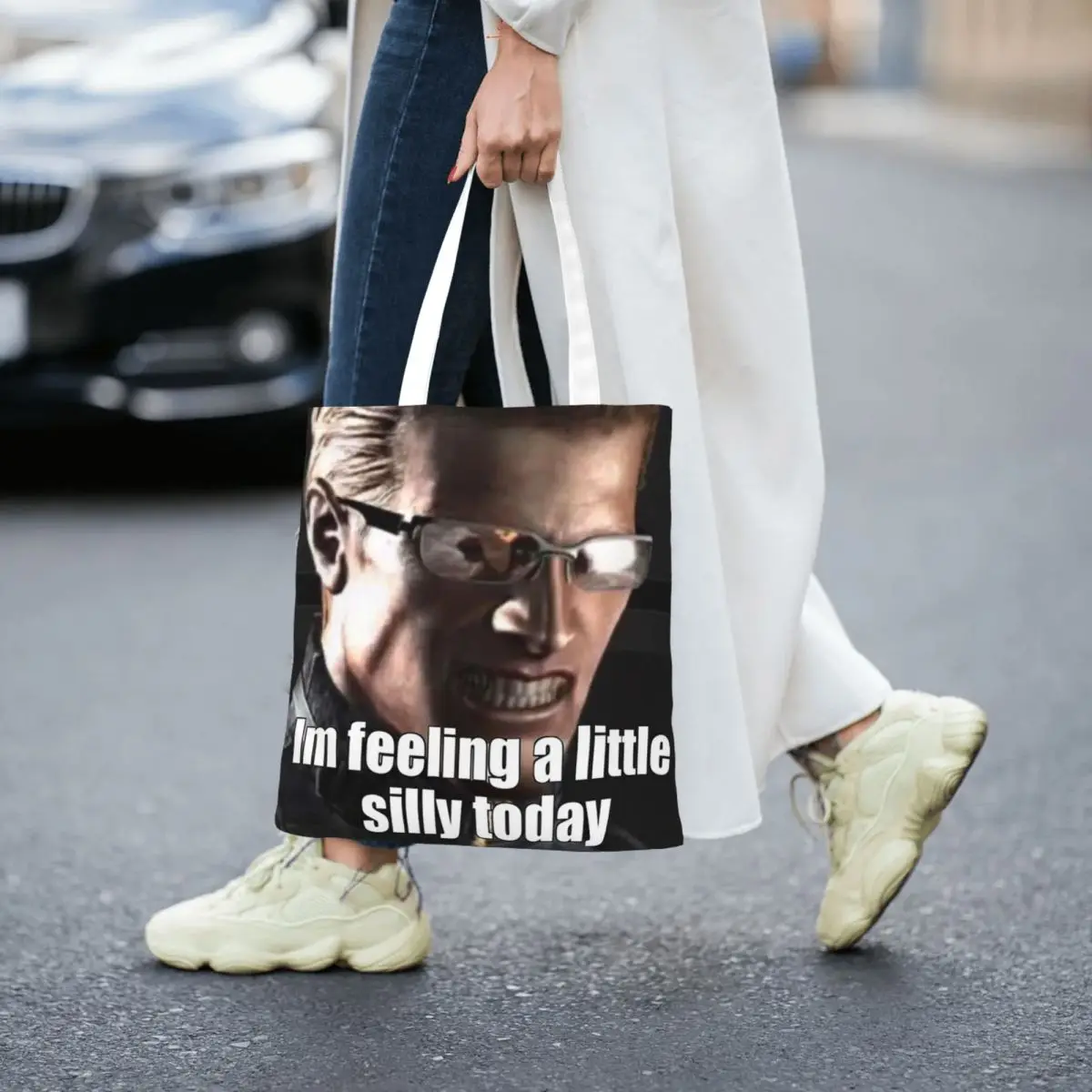 Silly Albert Wesker Shopping Bags Reusable Canvas The Tote Bag Girls Shoulder Tote Travel Handbag