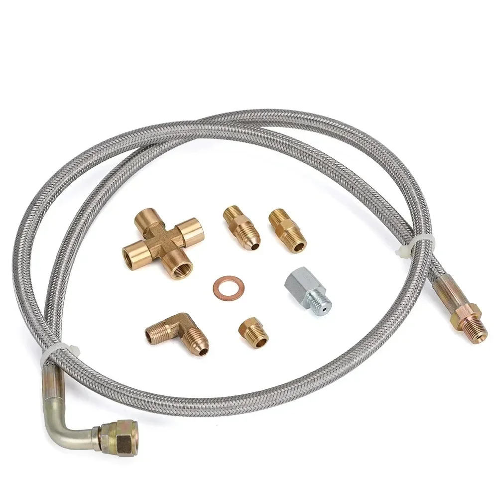 BONTO 36''1/8 NPT Oil Feed Line 4AN Oil Return Line Kit For T3 T4 T04E T70 T66 T67 Gt35 Gt45 Oil Cooled Turbo Chargers