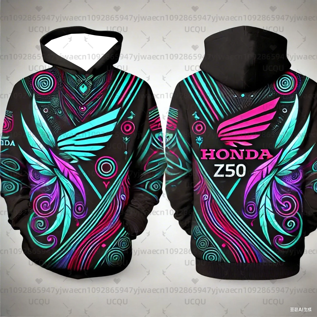 

Handsome Honda 3D Print Motorcycle Jersey Hooded Hoodies Riding Dirt Bike and Mountain Racing Men's Women's Armored Hoodie