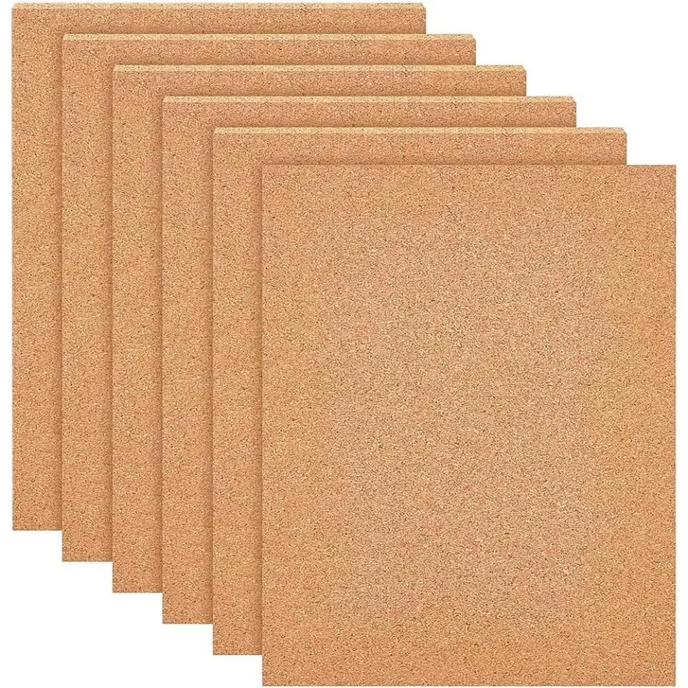 6 Pack Self-Adhesive Cork Sheets(5mm Thick) Cork Tiles Cork Mat 12x8 Inch with Adhesive Back for Wall Decoration Party and DIY