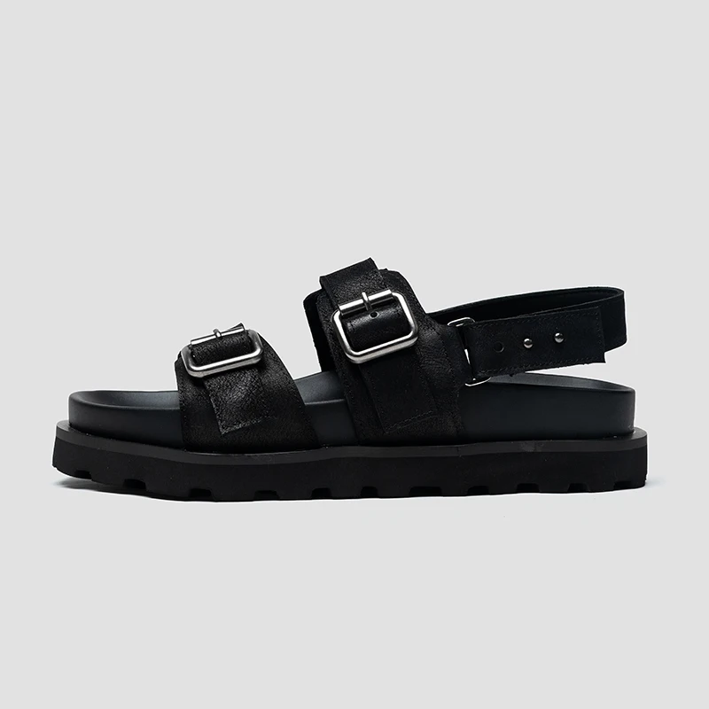 High End Cowhide Casual Sandals Men's Summer Open Toe Roman Shoes Male Thick Sole Fashion Genuine Leather Beach Shoes Outdoor