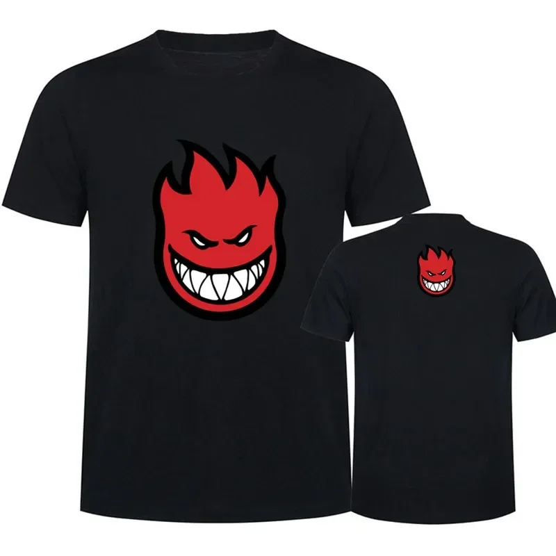 メンズ半袖コットンTシャツ,原宿ファッション,スピットファイアホイール,スケートボードTシャツ,クリスマス,ハロウィーン,夏