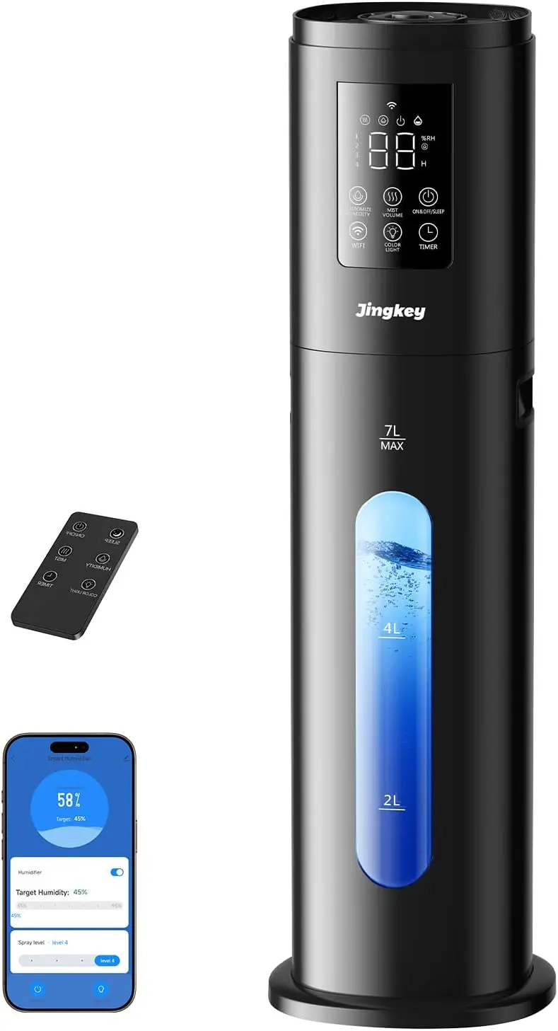 

Умный увлажнитель воздуха для больших помещений с управлением через приложение, объем 7 л, 4 уровня распыления, диффузор для эфирных масел