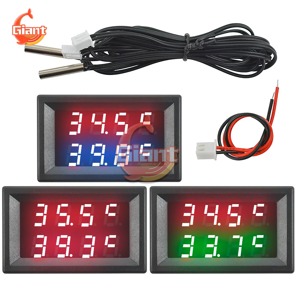 digital led dual display termometro controlador ntc sensor de temperatura impermeavel testador para aquario e carro digitos dc 5v 12v 24v 01