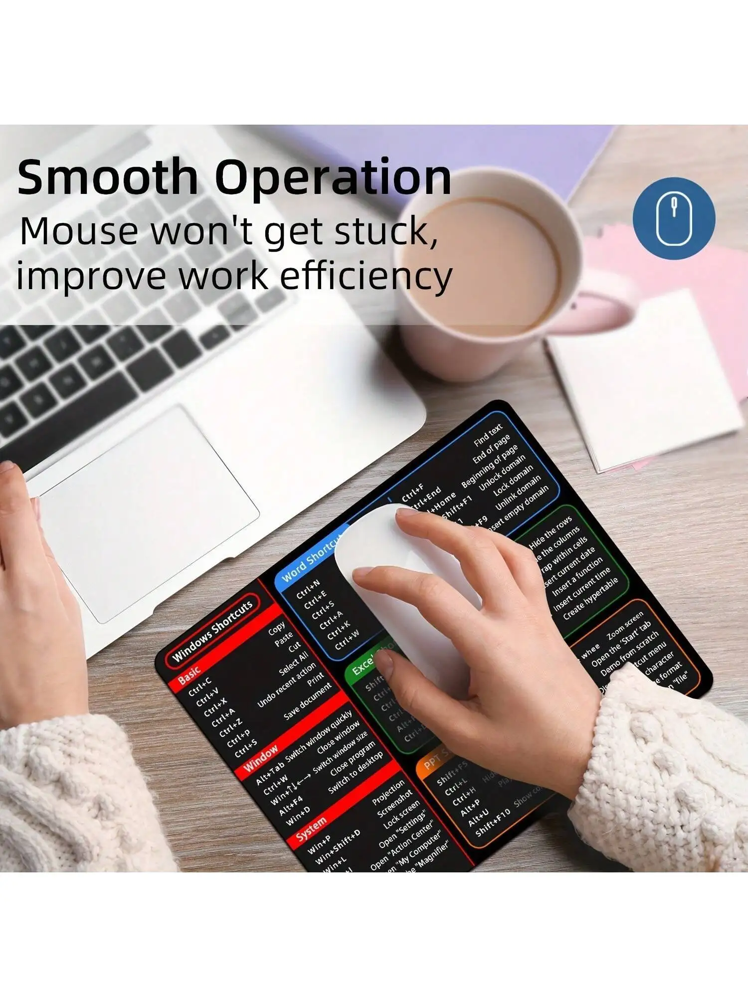لوحة ماوس بسيطة لختصار Windows لبرامج المكتب Word Excel PPT - صغير 8.66 × 7.09 بوصة