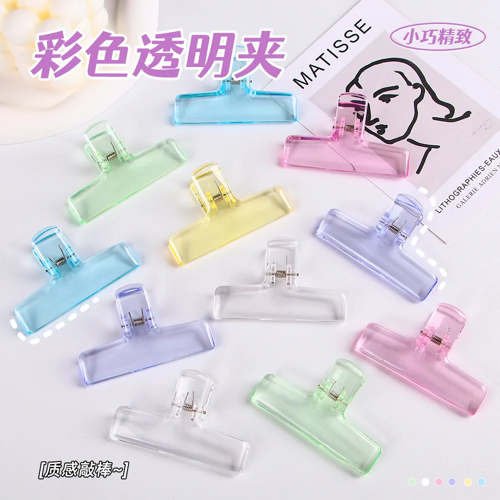 Clip pequeño transparente de Color gelatina, papel de prueba acrílico, Clip de cola larga, Clip de clasificación de información de facturas, Clip de cola de golondrina de oficina