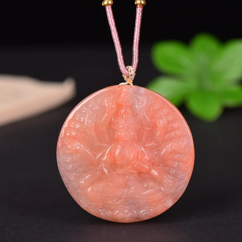 Exquisite Peach Blossom Brewed Thousand-handed Guanyin Ordinary Sentient Beings Pendant