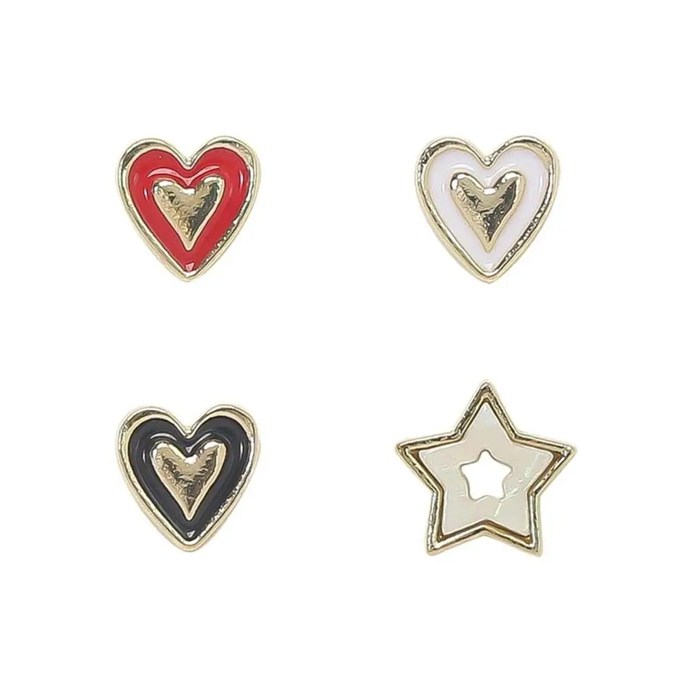 5Pcs/set Loving Heart Stars Nail Decorations Five-pointed Star Manicure Ornaments Hearts Nail Rhinestones Alloy DIY Nail Charms