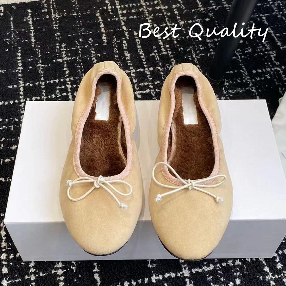 Zapatos de tacón único de otoño para mujer, zapatos de Ballet de tacón plano con punta redonda Retro de Color sólido, mocasines perezosos para mujer