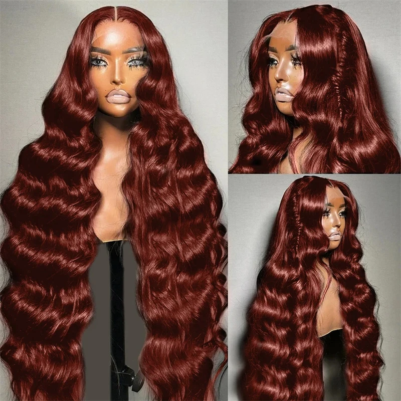 

Reddish Brown Body Wave Lace Frontal Wigs 13x4 Lace Frontal Human Hair Wigs Red Colored Human Hair Lace Wigs For Black Women