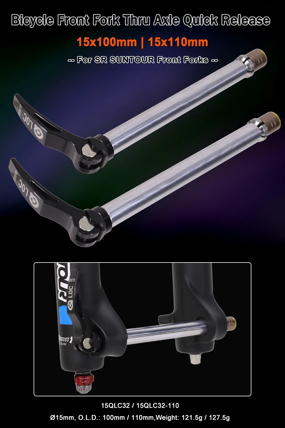 HEPPE Fahrrad Steckachse Schnellspanner 15x100mm 15x110mm MTB Vorderradnaben Schnellspanner für SR SUNTOUR 15x100 15x110 Vordergabel – Detail 4