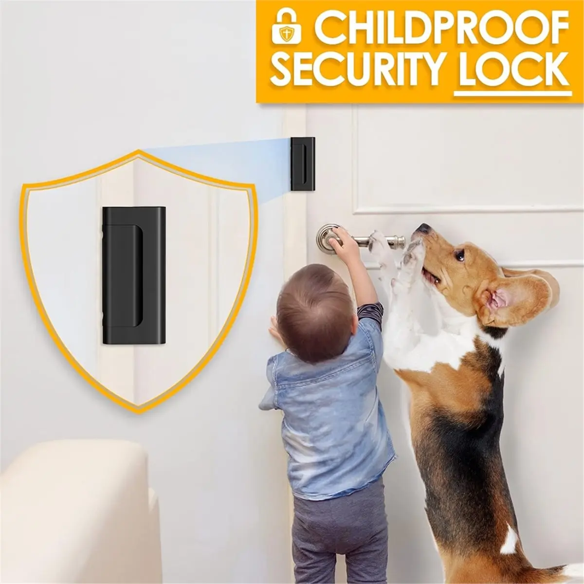[T28C] Home Security Door Lock Interior Lock, Reinforcement Top Door , Metal Interior Lock for Kids & Child Safety Proof