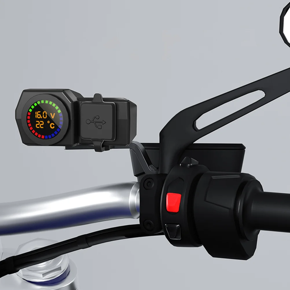 

Dual Port Motorcycle Usb Type-C 70Cm Power Cord Color-Screen Voltmeter Thermometer Motorbike Phone Charging Handlebar