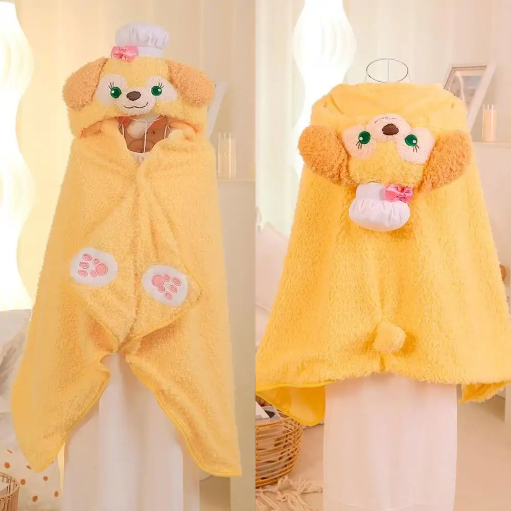 cartoon-chef-dog-hooded-blanket-double-layer-warm-office-air-conditioner-nap-cover-shoulder-warmth-comforter-all-seasons