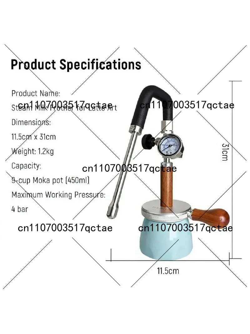 4Bar High Pressure Milk Frother 450ml Manual Foam Maker Barista Tool for Latte Cappuccino Coffee Art