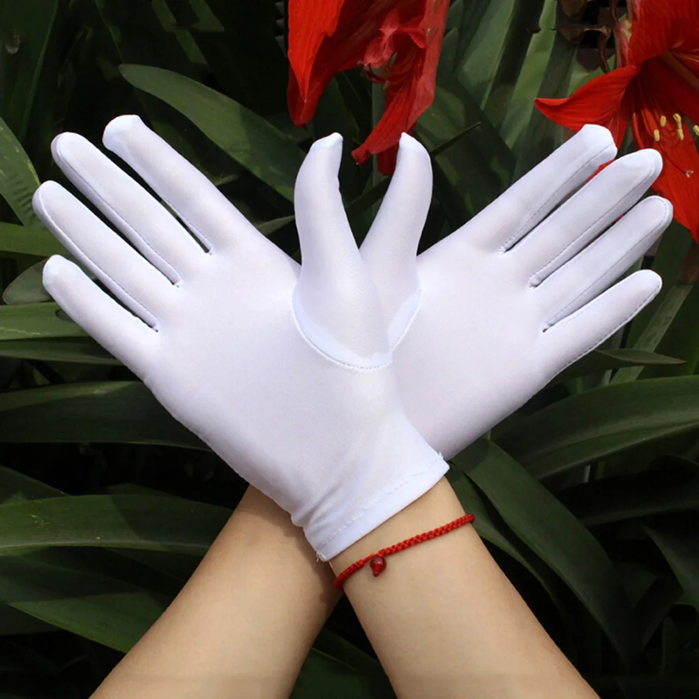 3 Pairs Elastic Spandex Gloves Jewelry Inspection Gloves Etiquette Glove Performance Gloves (White + Black )