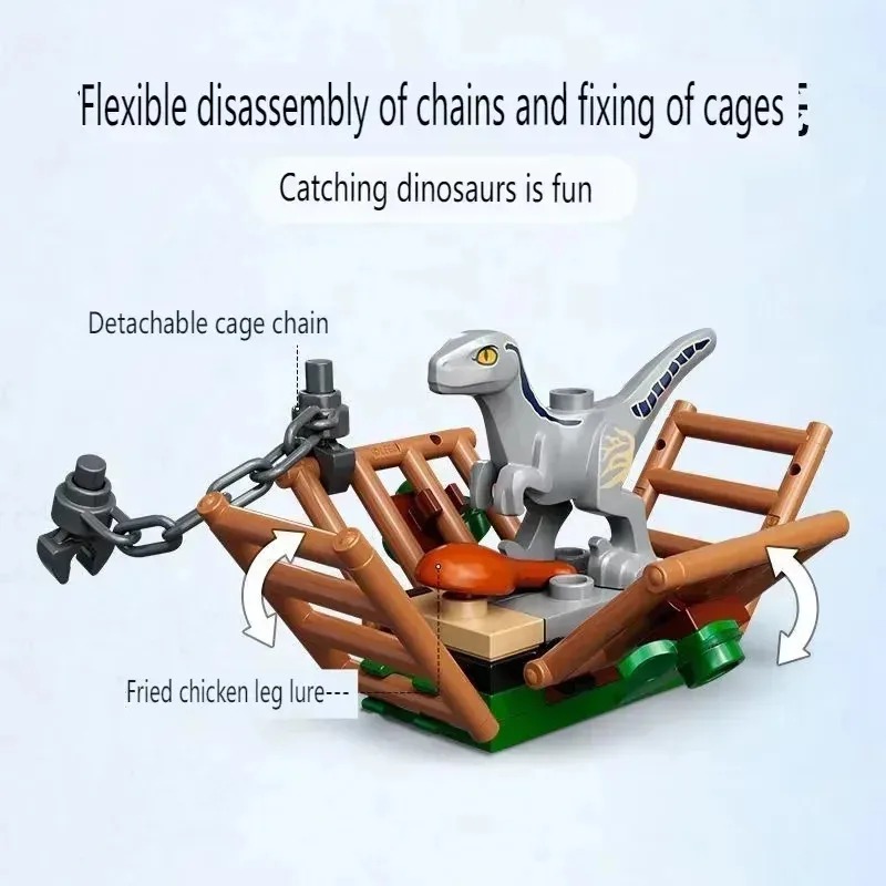 Creative series model; capturing velociraptor Blue and Beta bricks; boys' assembly toys, gift ornaments