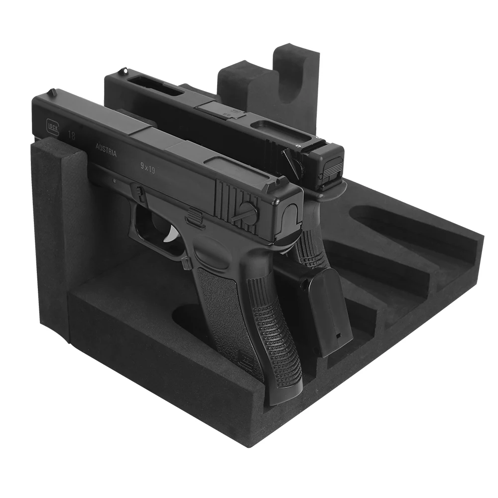 4 Slots Tactical Gun Rack Pistol Rack with Soft EVA Foam for Gun Safe Cabinet Storage Handgun Stand Organizer Hunting Accessory