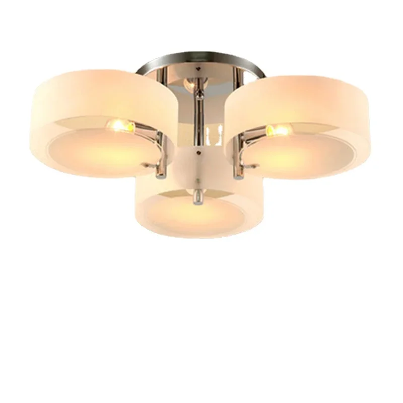 

Lustres Brief Home Deco Living Room Circle Acrylic Ceiling Light Fixture Modern DIY Bedroom 3*E27 Bulb chrome iron Ceiling Lamp