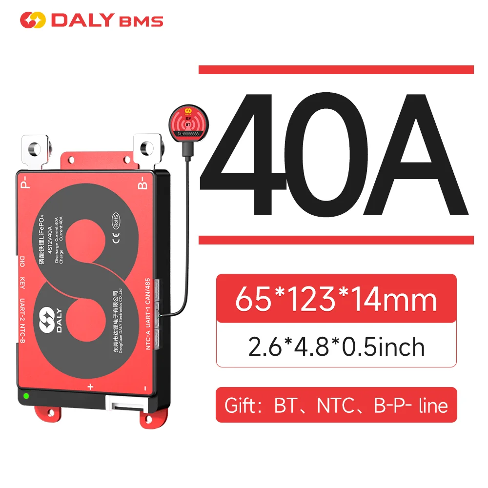 DalyBMS 스마트 블루투스 애플리케이션 BMS 40A, Lifpo4 4S 12V 8S 24V 16S 48V 리튬 이온 3S 12V 7S 24V 리튬 18650 배터리