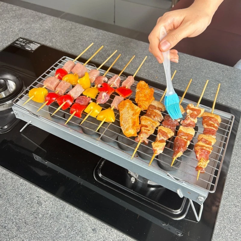 1PC Outdoor BBQ Stove Multifunctional Camping Folding Portable Household Smokeless Charcoal BBQ Grill Holiday Party