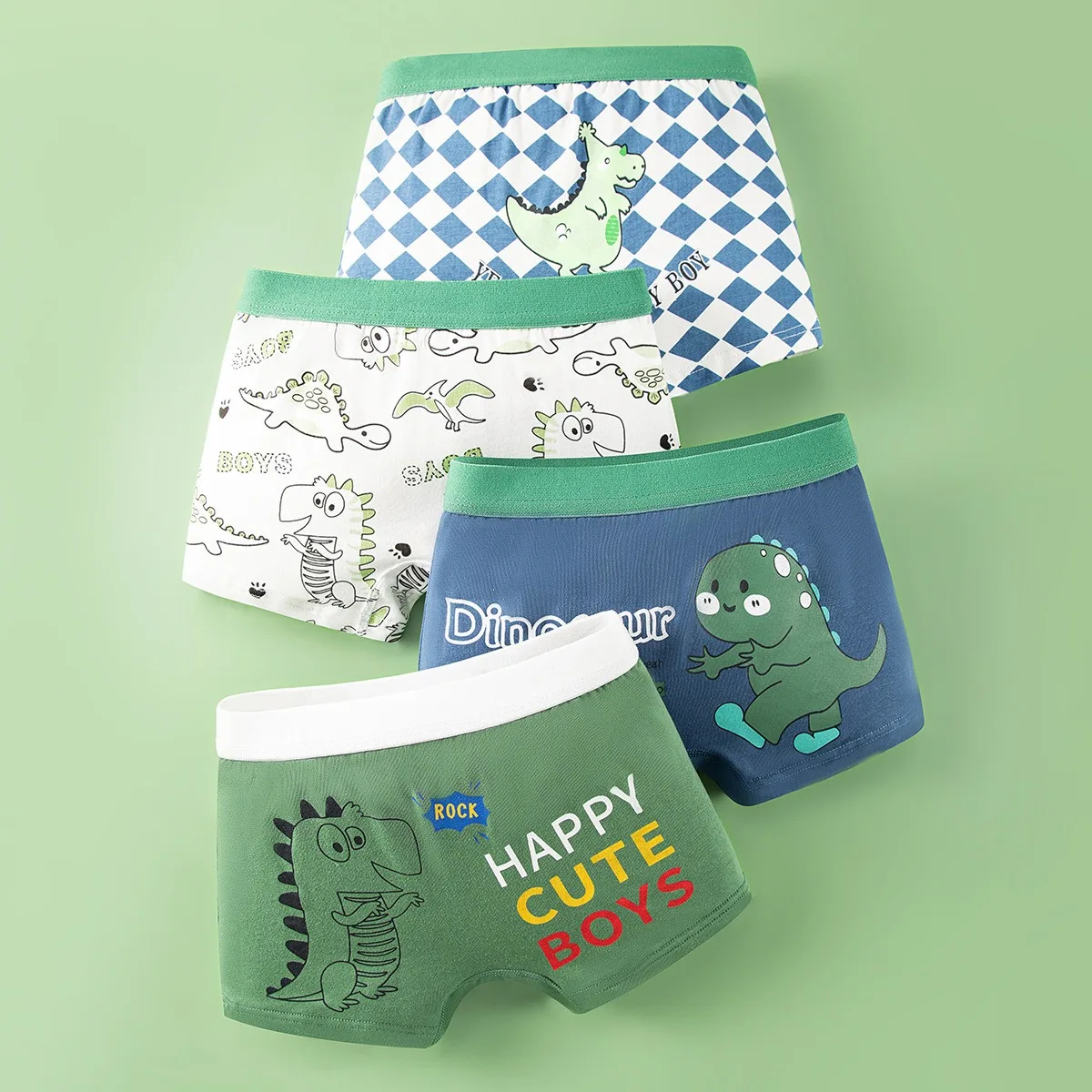 Fiú multipack Dinosaurus mintás 4 pieces/lot Design Gyapot fiúk Bokszoló Sportalsó Gyapot gyerekeknek boxers Lélegezhető gyerekek Alsónadrág