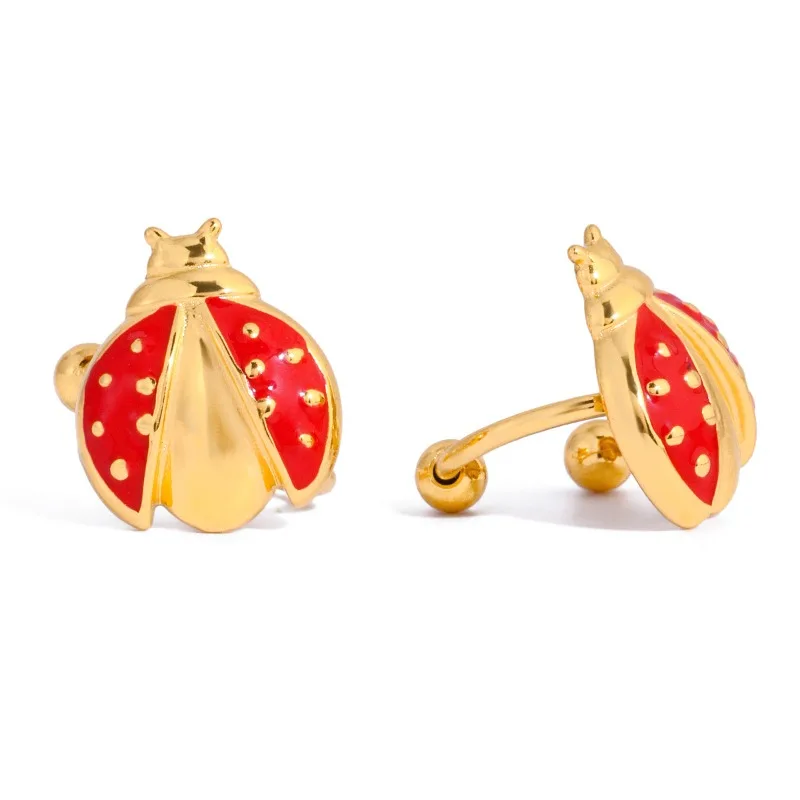 

Minar Unique Design Enamel Red Ladybug Insect Clip Earrings for Women Non Tarnish 18K Gold PVD Plated Titanium Steel Jewelry