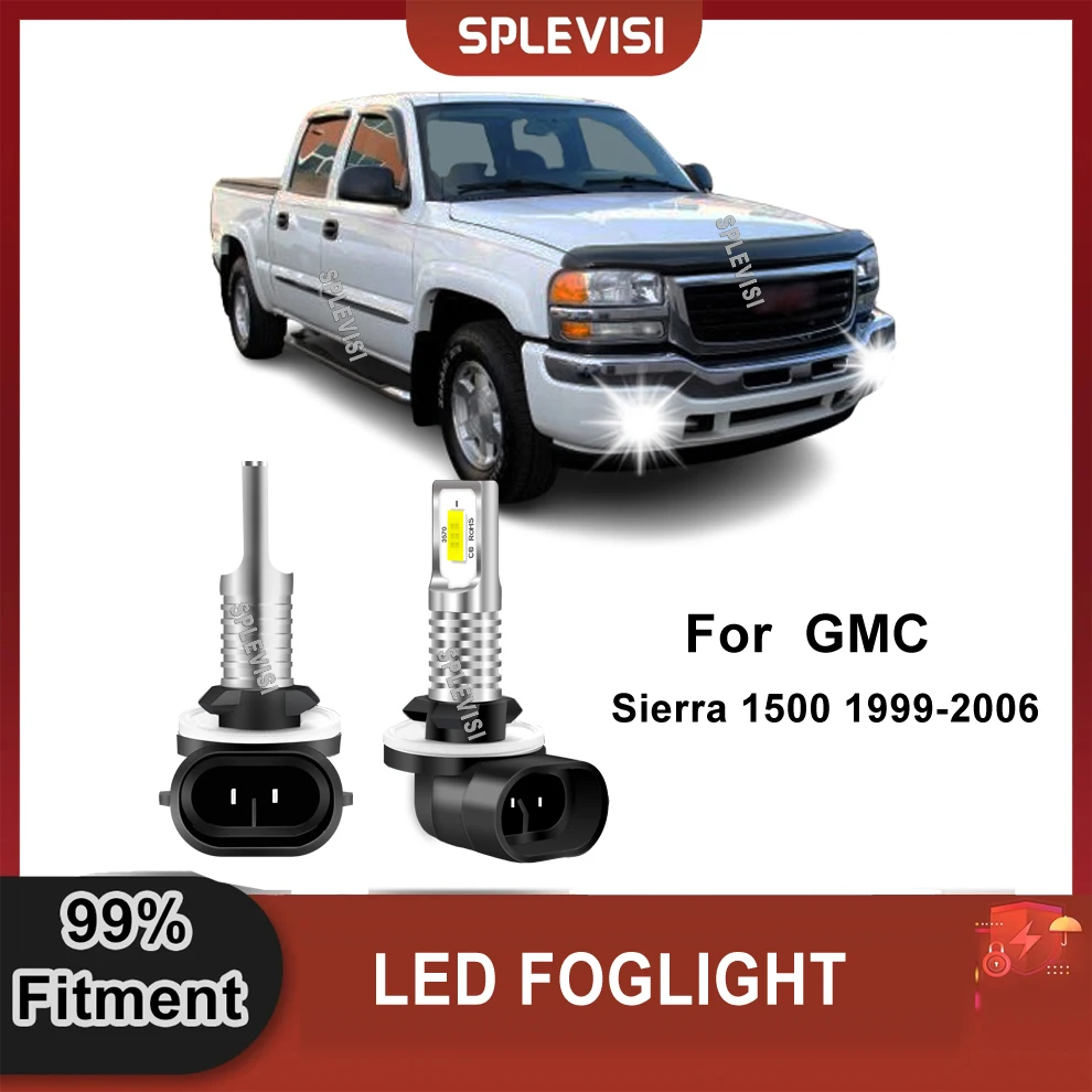 

2x Car LED Fog Light Foglight Bulbs 6000K White For GMC Sierra 1500 1999-2006 Sonoma 1998-2004 led automotivo