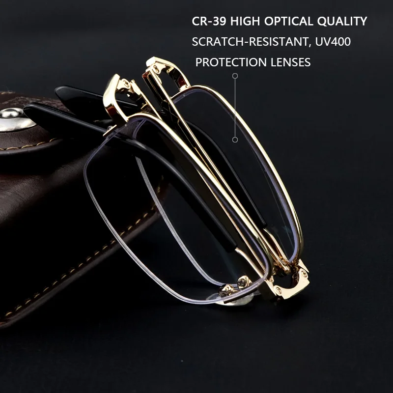 Photochromic Multifocal Folding Reading Glasses for Men,foldable Presbyopia Eyeglasses Portable Pocket Readers