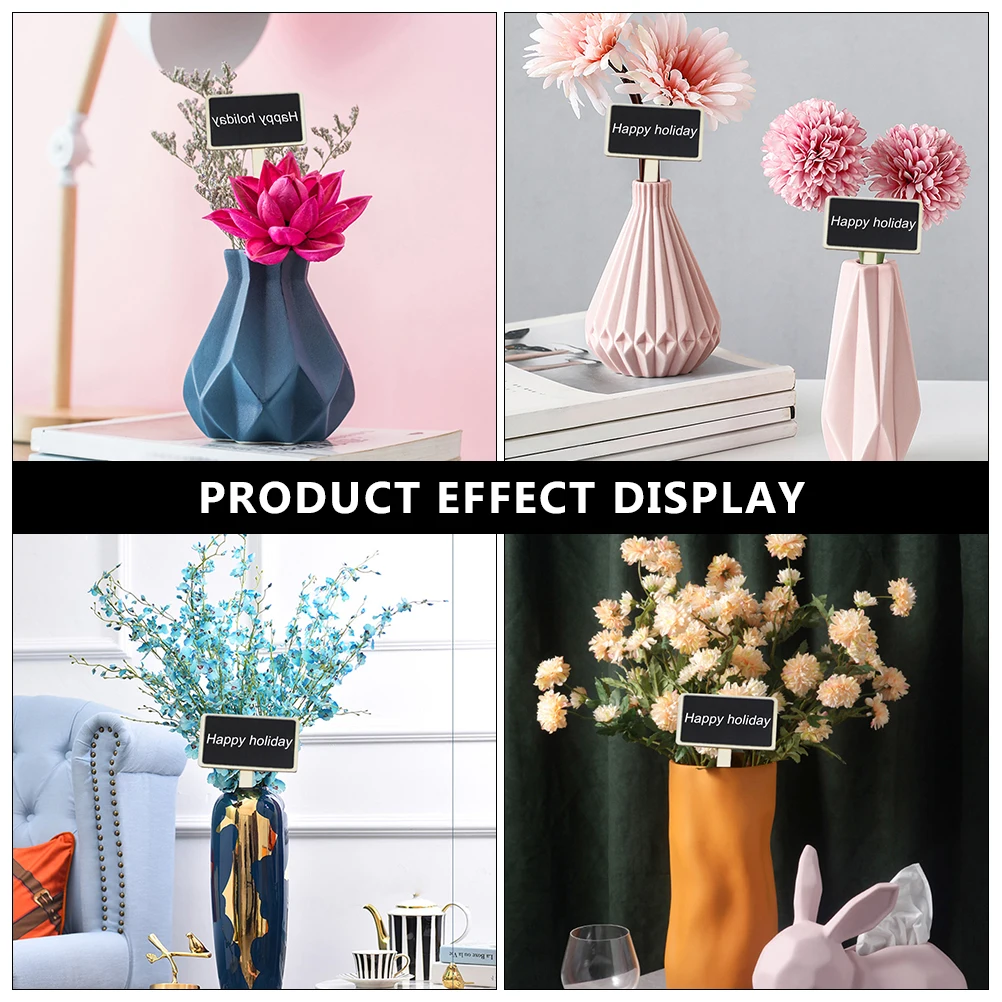 20Pcs Wood Blackboard Topper Chalkboard Sign for Plant Vase Desktop Marker Decor Chalkboard Signs Reusable